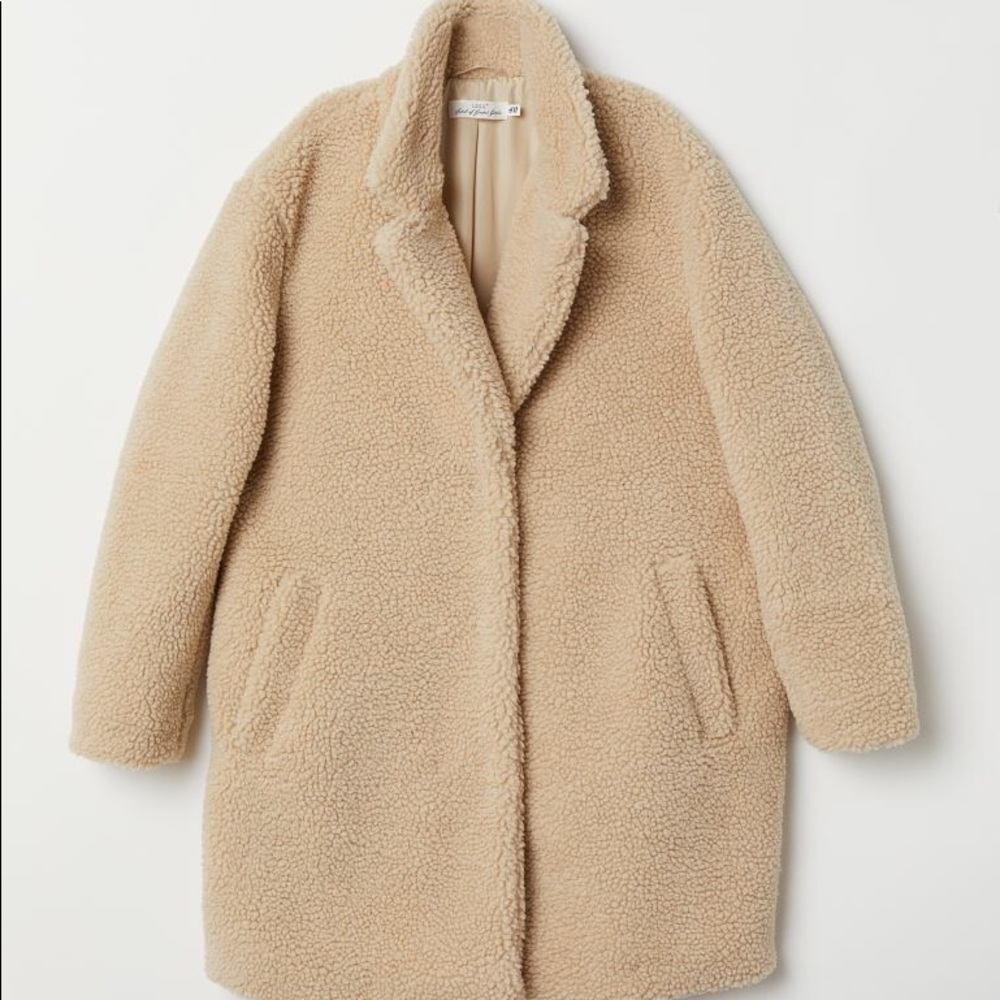 H&M faux shearling cream coat